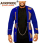 African Men Clothing Dashiki Coats Plus Size Open Front Long Sleeve Print Outfits Silver Chain Jacket Outwear