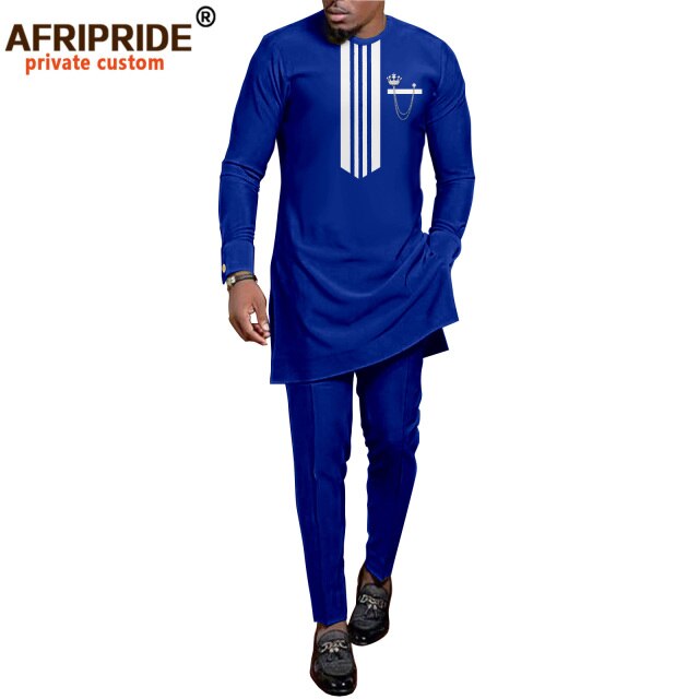 African Men Clothing Set Dashiki Shirts and Ankara Pants Tracksuit Casual Tribal Attire
