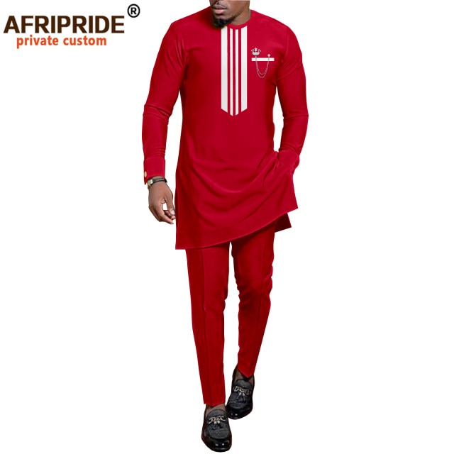 African Men Clothing Set Dashiki Shirts and Ankara Pants Tracksuit Casual Tribal Attire