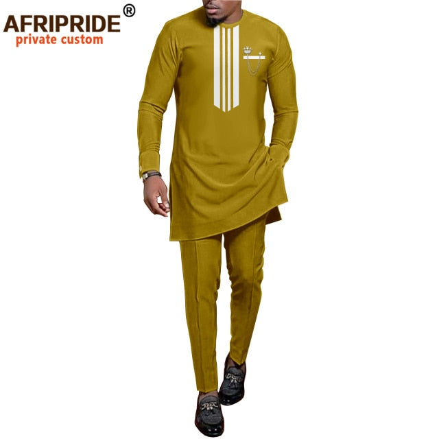 African Men Clothing Set Dashiki Shirts and Ankara Pants Tracksuit Casual Tribal Attire