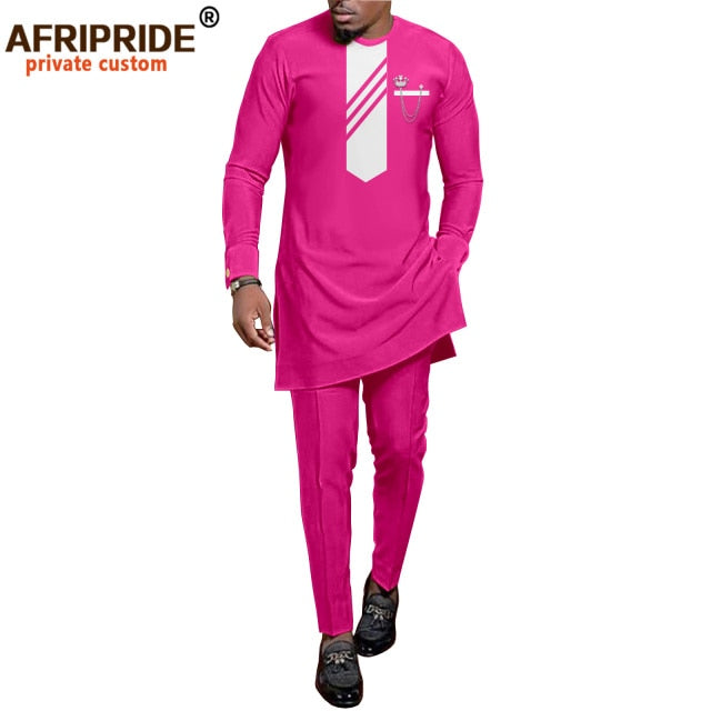 African Men Clothing Set Dashiki Shirts and Ankara Pants Tracksuit Casual Tribal Attire