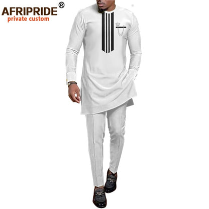 African Men Clothing Set Dashiki Shirts and Ankara Pants Tracksuit Casual Tribal Attire