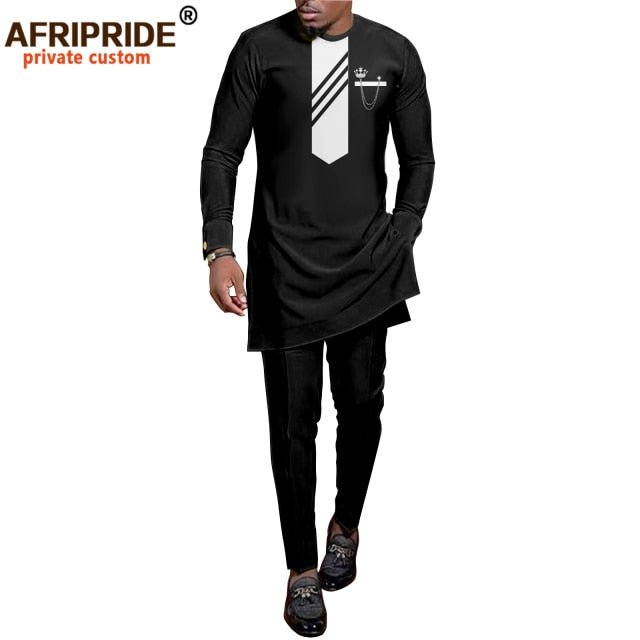 African Men Clothing Set Dashiki Shirts and Ankara Pants Tracksuit Casual Tribal Attire