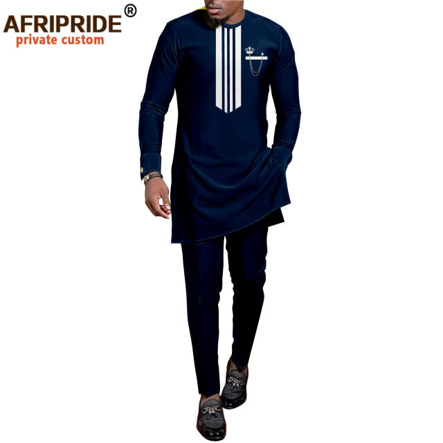 African Men Clothing Set Dashiki Shirts and Ankara Pants Tracksuit Casual Tribal Attire