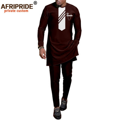 African Men Clothing Set Dashiki Shirts and Ankara Pants Tracksuit Casual Tribal Attire